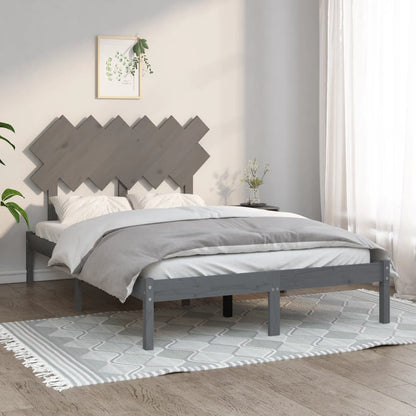 Bed Frame Without Mattress Grey 135X190 Cm Double Solid Wood