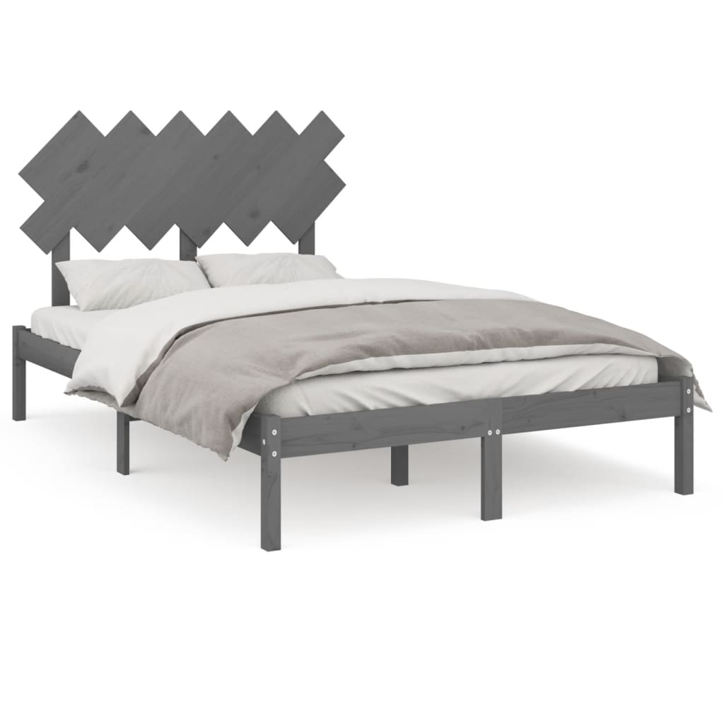 Bed Frame Without Mattress Grey 120X200 Cm Solid Wood