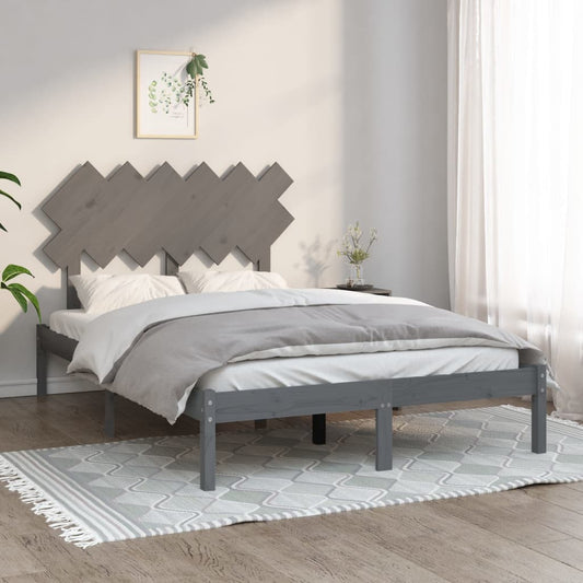 Bed Frame Without Mattress Grey 120X200 Cm Solid Wood