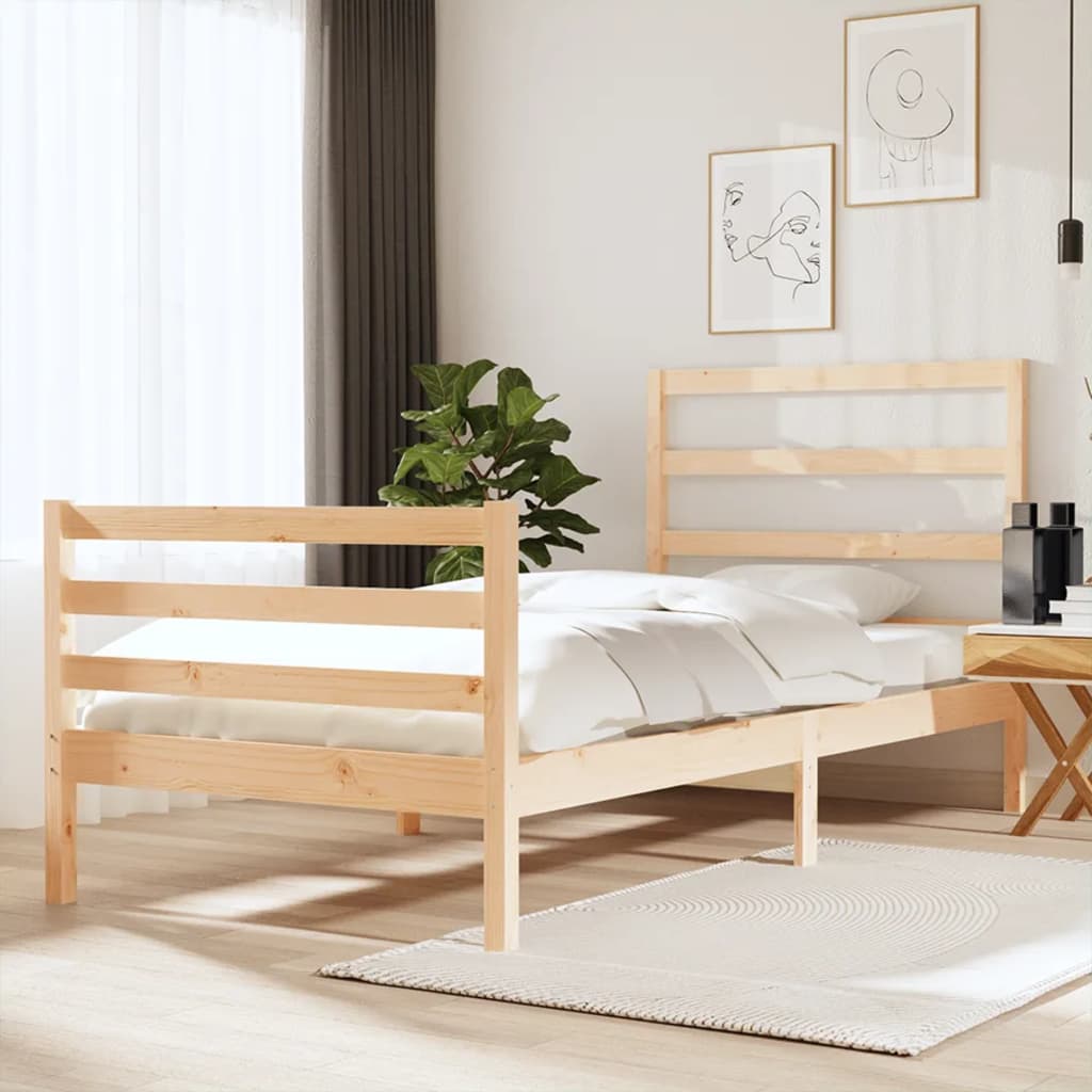 Bed Frame Without Mattress Solid Wood Pine 90X190 Cm Single Single