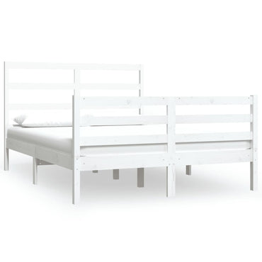 Bed Frame Without Mattress White Solid Wood Pine 120X190 Cm Small Double