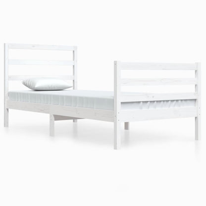 Bed Frame Without Mattress White Solid Wood Pine 90X200 Cm