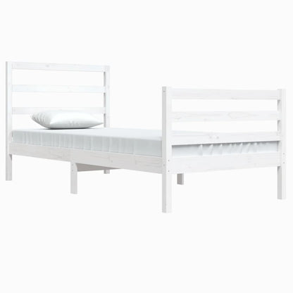 Bed Frame Without Mattress White Solid Wood Pine 90X200 Cm