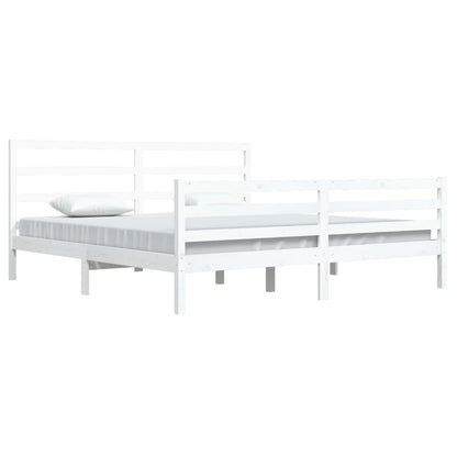 Bed Frame Without Mattress White Solid Wood Pine 200X200 Cm