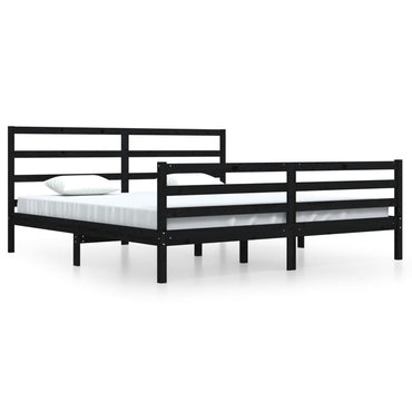 Bed Frame Without Mattress Black Solid Wood Pine 200X200 Cm