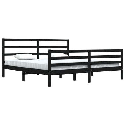 Bed Frame Without Mattress Black Solid Wood Pine 200X200 Cm