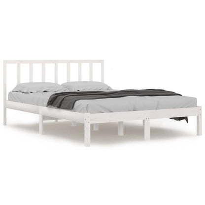 Bed Frame Without Mattress White Solid Wood Pine 120X200 Cm