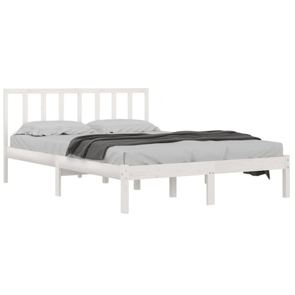 Bed Frame Without Mattress White Solid Wood Pine 120X200 Cm