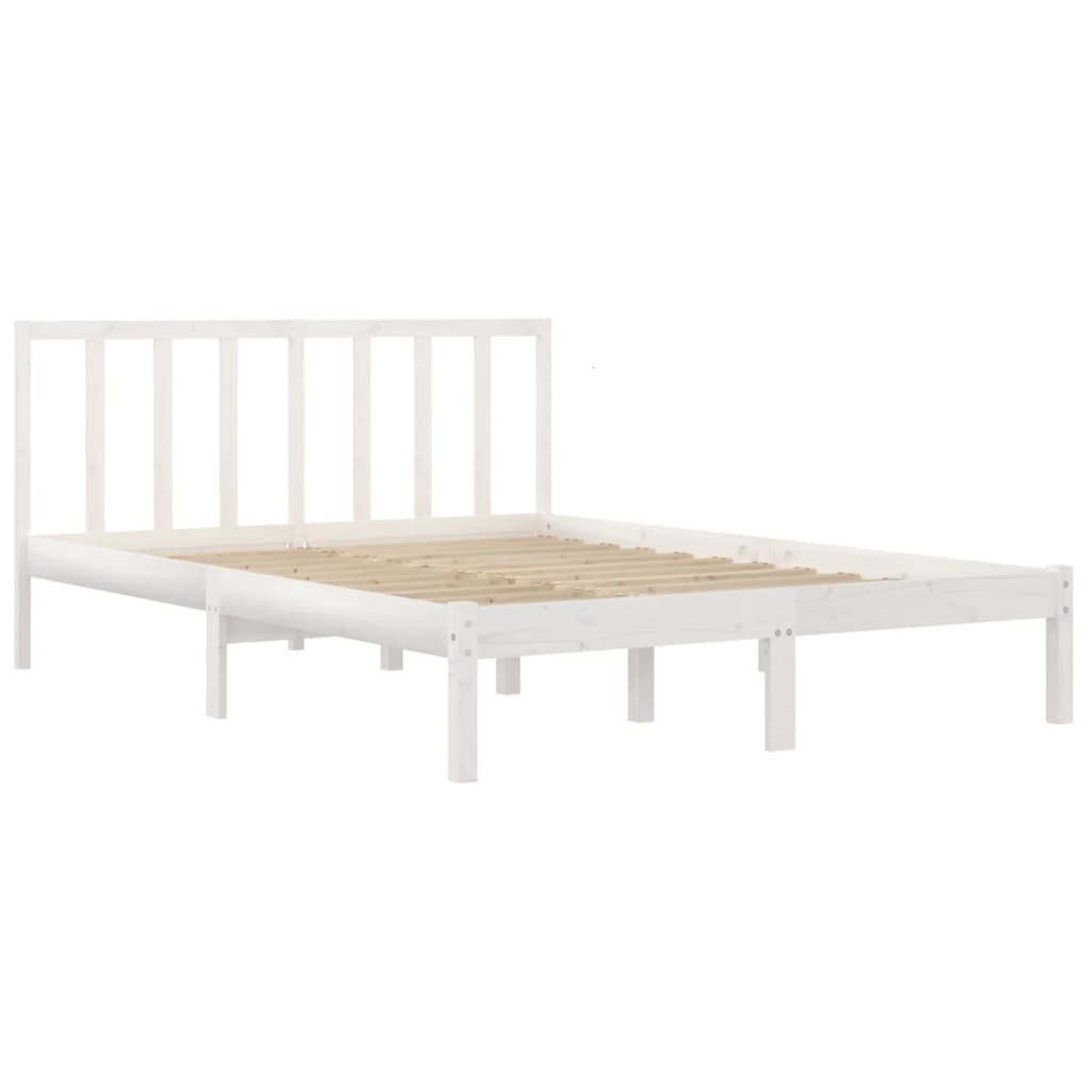 Bed Frame Without Mattress White Solid Wood Pine 120X200 Cm