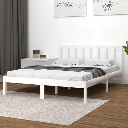 Bed Frame Without Mattress White Solid Wood Pine 120X200 Cm