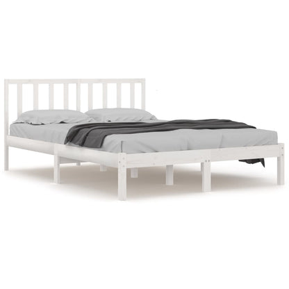 Bed Frame Without Mattress White Solid Wood Pine 180X200 Cm Super King