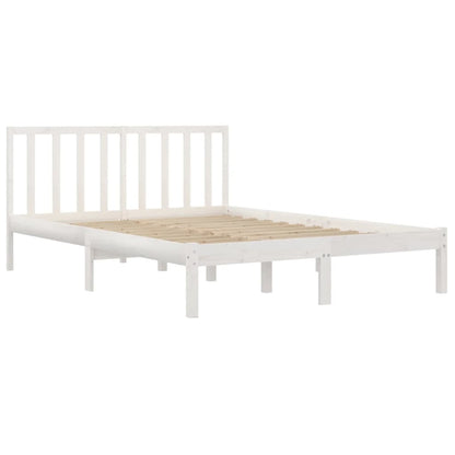 Bed Frame Without Mattress White Solid Wood Pine 180X200 Cm Super King