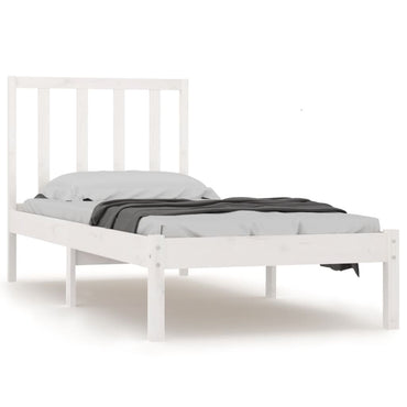 Bed Frame Without Mattress White Solid Wood Pine 90X190 Cm Single Single