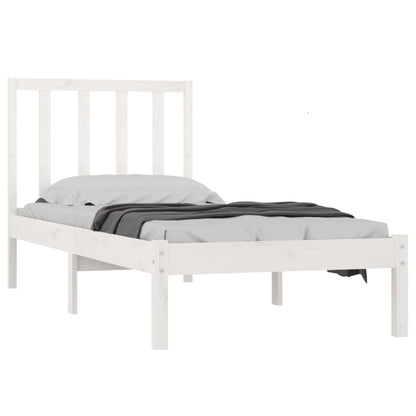 Bed Frame Without Mattress White Solid Wood Pine 90X190 Cm Single Single