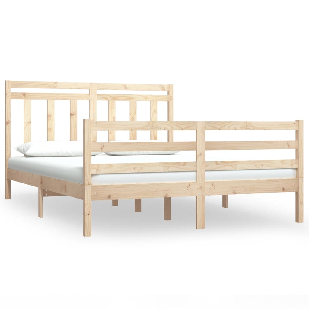 Bed Frame Without Mattress 135X190 Cm Double Solid Wood