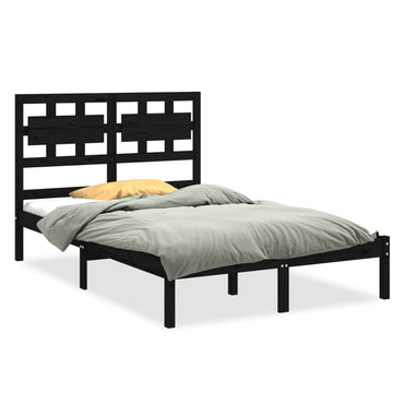 Bed Frame Without Mattress Black 140X200 Cm Solid Wood