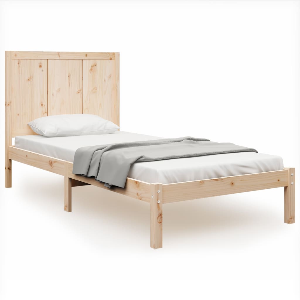 Bed Frame Without Mattress 75X190 Cm Small Single Solid Wood Pine