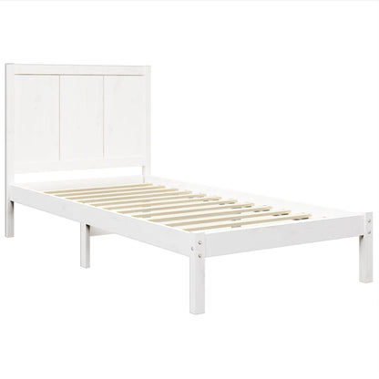 Bed Frame Without Mattress White 75X190 Cm Small Single Solid Wood Pine