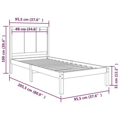 Bed Frame Without Mattress 90X200 Cm Solid Wood Pine