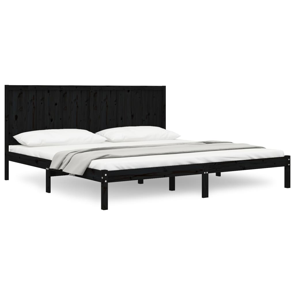 Bed Frame Without Mattress Black 200X200 Cm Solid Wood Pine