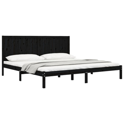 Bed Frame Without Mattress Black 200X200 Cm Solid Wood Pine