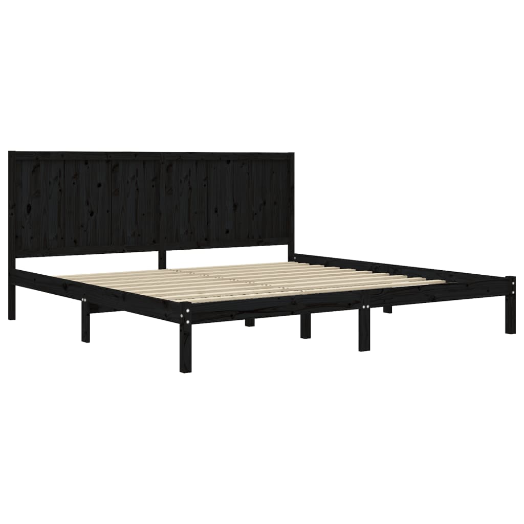 Bed Frame Without Mattress Black 200X200 Cm Solid Wood Pine