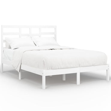 Bed Frame Without Mattress White Solid Wood 120X190 Cm Small Double