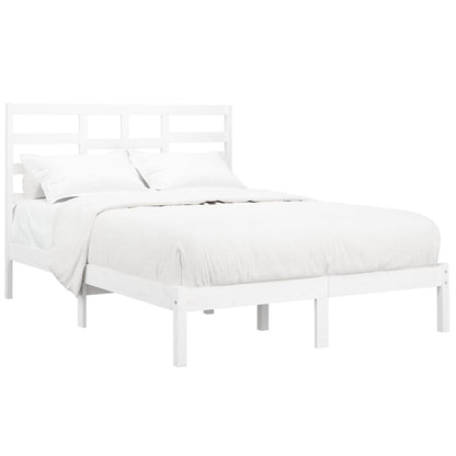 Bed Frame Without Mattress White Solid Wood 120X190 Cm Small Double