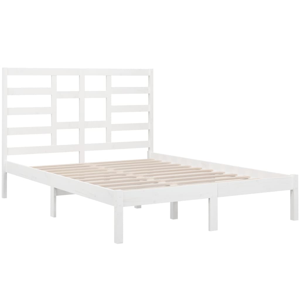 Bed Frame Without Mattress White Solid Wood 120X190 Cm Small Double