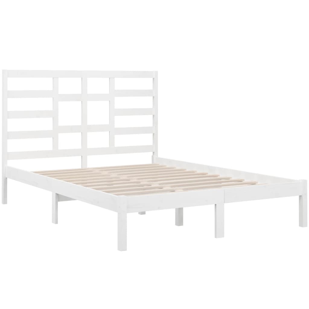 Bed Frame Without Mattress White Solid Wood 120X200 Cm