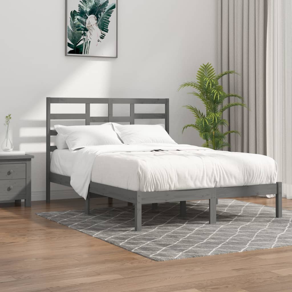 Bed Frame Without Mattress Grey Solid Wood 120X200 Cm