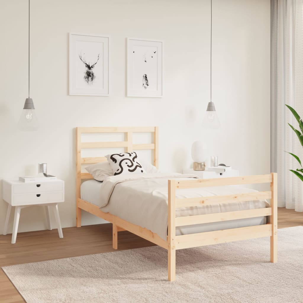 Bed Frame Without Mattress Solid Wood 75X190 Cm Small Single