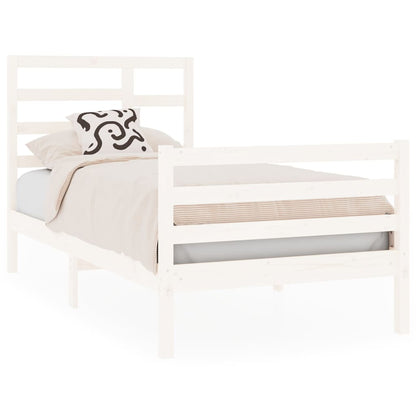 Bed Frame Without Mattress White Solid Wood 90X190 Cm Single