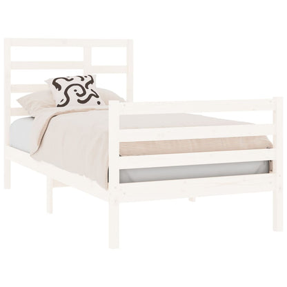 Bed Frame Without Mattress White Solid Wood 90X190 Cm Single