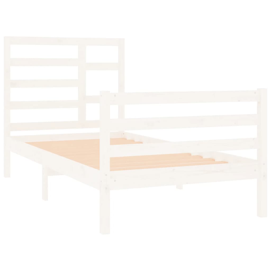 Bed Frame Without Mattress White Solid Wood 90X190 Cm Single