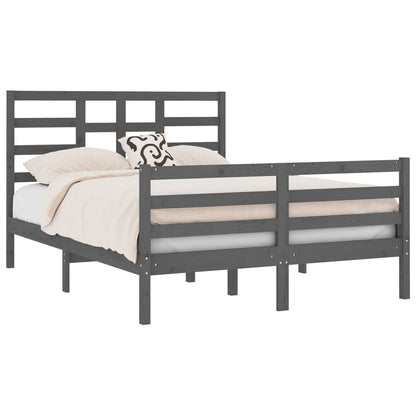 Bed Frame Without Mattress Grey Solid Wood 135X190 Cm Double