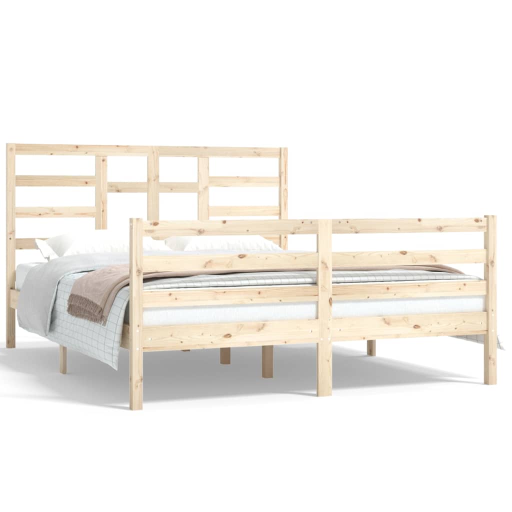 Bed Frame Without Mattress Solid Wood 150X200 Cm King Size