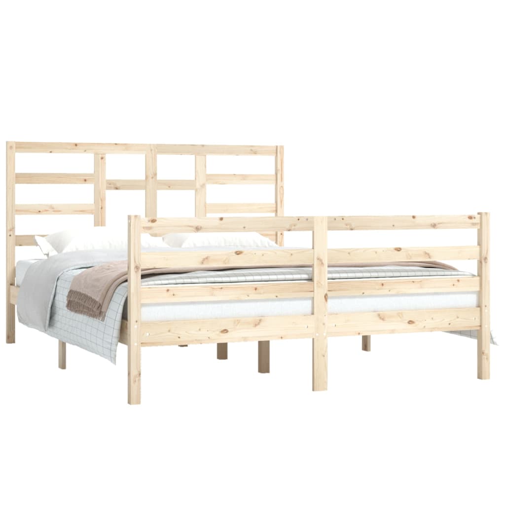 Bed Frame Without Mattress Solid Wood 150X200 Cm King Size