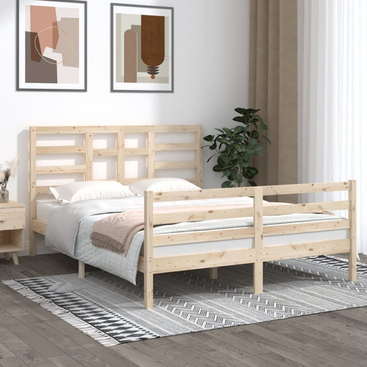 Bed Frame Without Mattress Solid Wood 150X200 Cm King Size