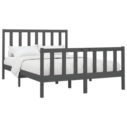 Bed Frame Without Mattress Grey 150X200 Cm King Size Solid Wood Pine