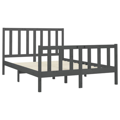 Bed Frame Without Mattress Grey 150X200 Cm King Size Solid Wood Pine