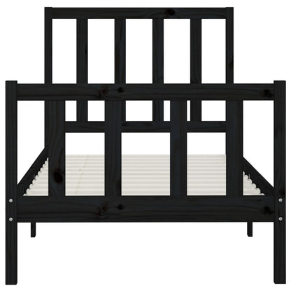 Bed Frame Black Solid Wood 100X200 Cm