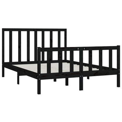 Bed Frame Black Solid Wood 120X200 Cm