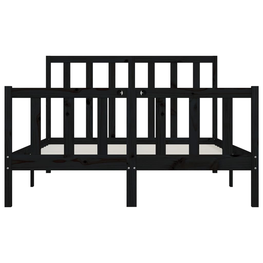 Bed Frame Black Solid Wood 120X200 Cm