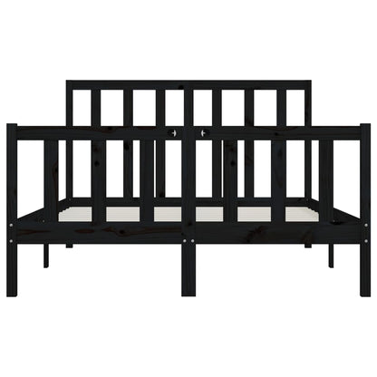 Bed Frame Black Solid Wood 120X200 Cm