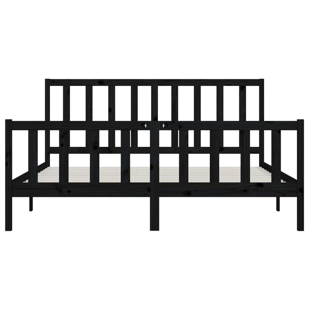 Bed Frame Black Solid Wood 200X200 Cm