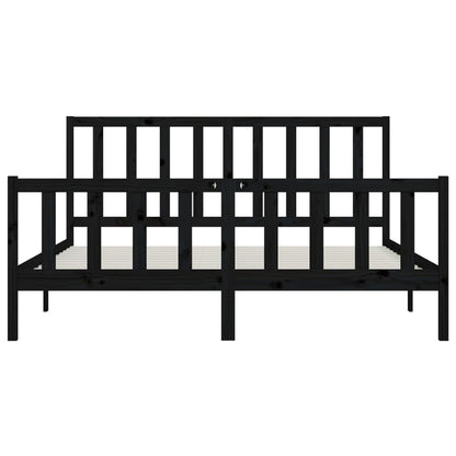 Bed Frame Black Solid Wood 200X200 Cm