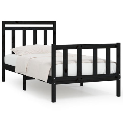 Bed Frame Black Solid Wood Pine 100X200 Cm