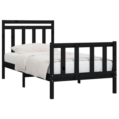 Bed Frame Black Solid Wood Pine 100X200 Cm