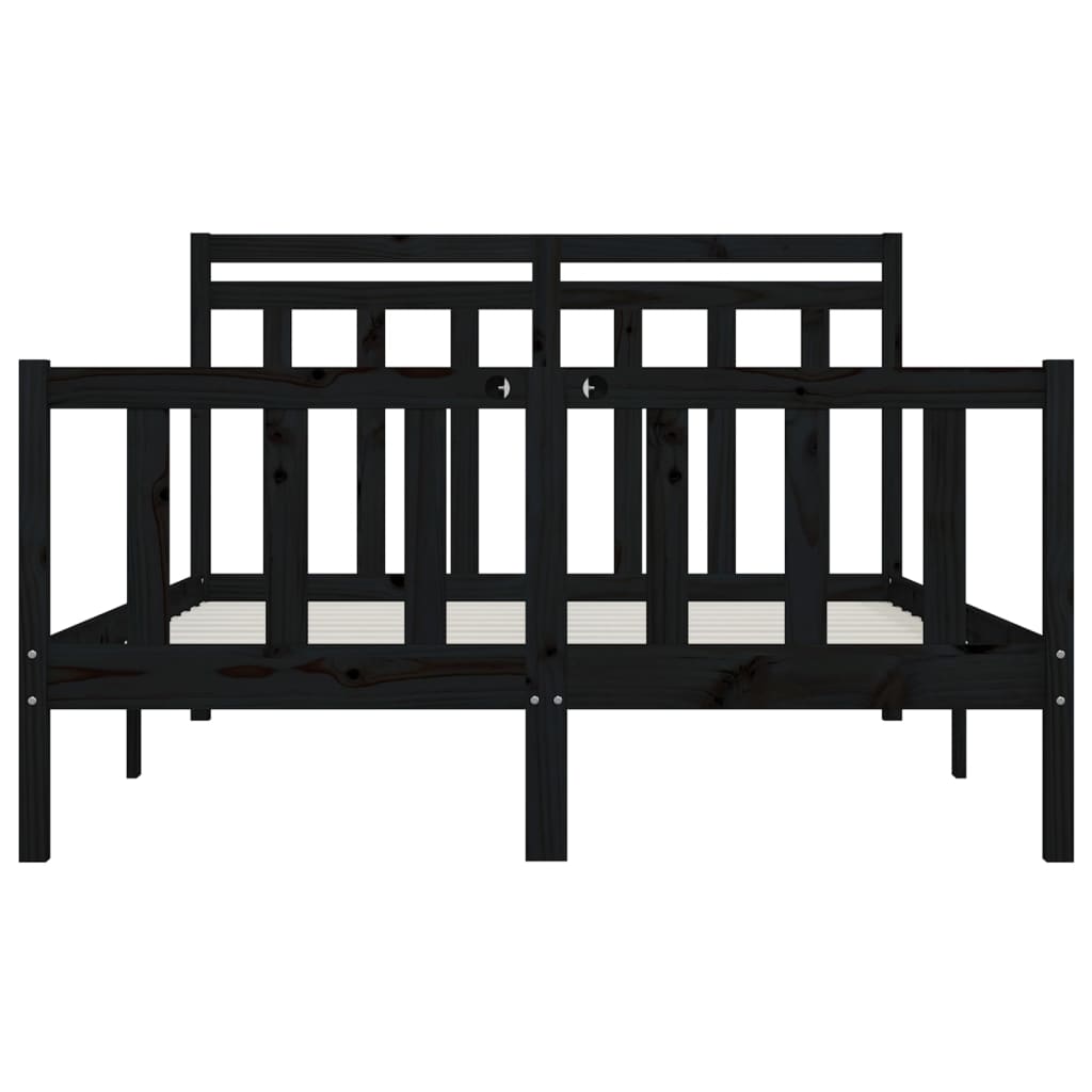 Bed Frame Without Mattress Black Solid Wood Pine 120X200 Cm